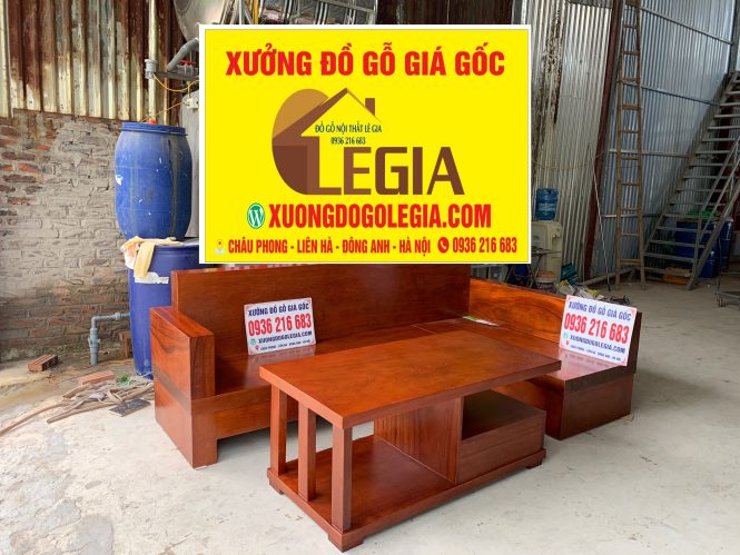 Bộ SoFa góc chữ L gỗ Gõ đỏ hàng tiêu dùng 1