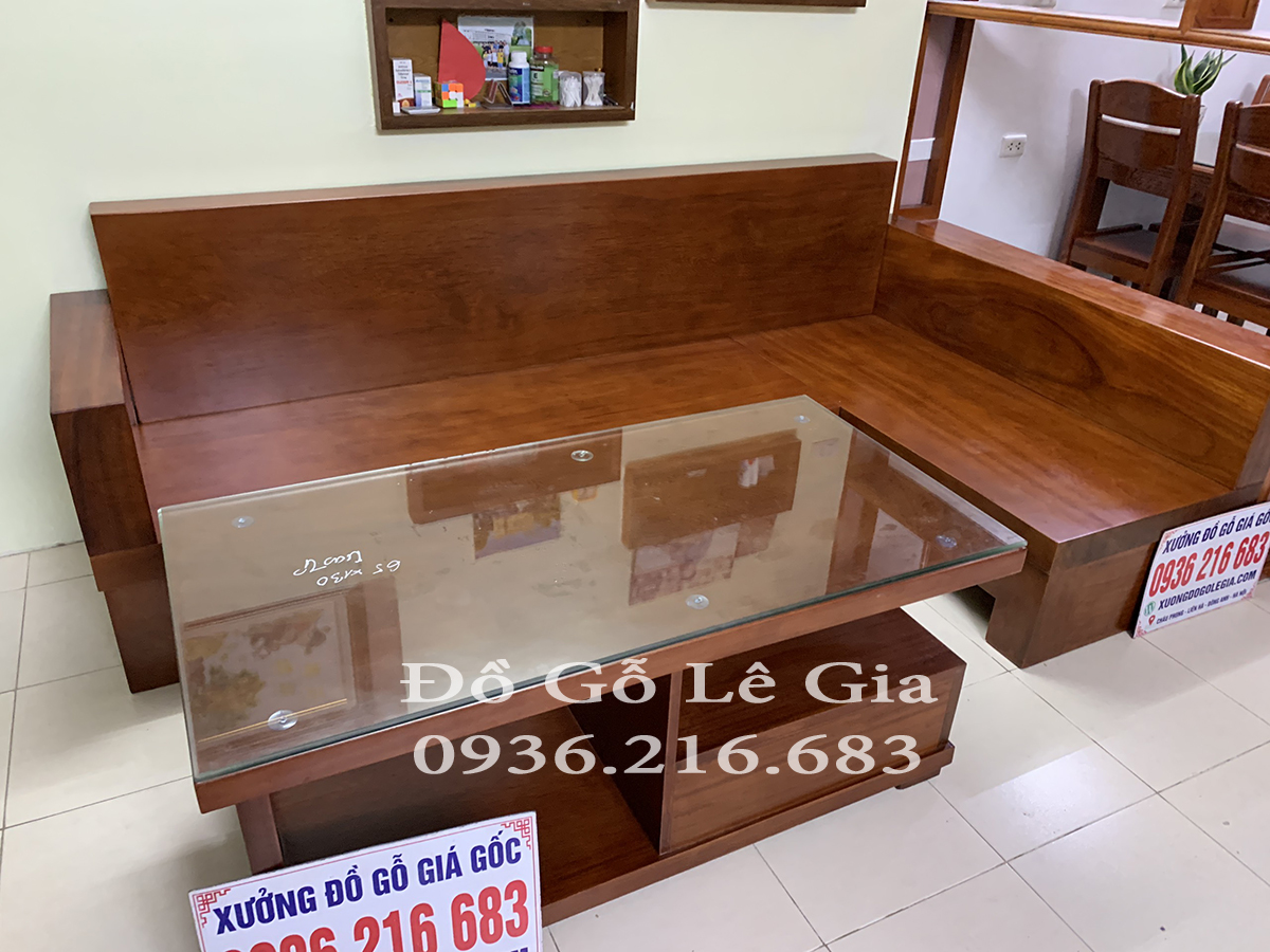 Bộ SoFa góc chữ L gỗ Gõ đỏ ( A Duy - Hà Nội) 11