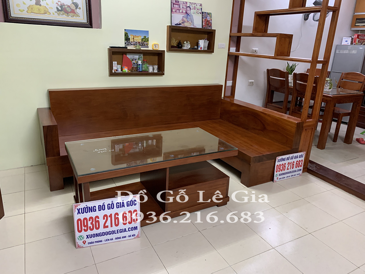 Bộ SoFa góc chữ L gỗ Gõ đỏ ( A Duy - Hà Nội) 12