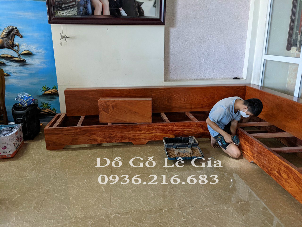 Bộ SoFa góc chữ L gỗ Hương đá ( Chị Thủy - Ba Vì) Bộ SoFa góc chữ L gỗ Hương đá ( Chị Thủy - Ba Vì) 11