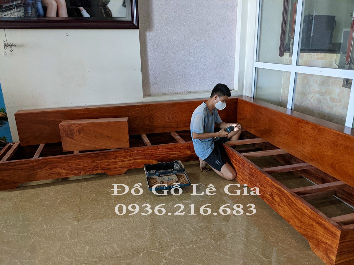 Bộ SoFa góc chữ L gỗ Hương đá ( Chị Thủy - Ba Vì) Bộ SoFa góc chữ L gỗ Hương đá ( Chị Thủy - Ba Vì) 10
