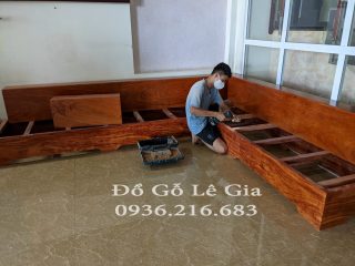 Bộ SoFa góc chữ L gỗ Hương đá ( Chị Thủy - Ba Vì) 5