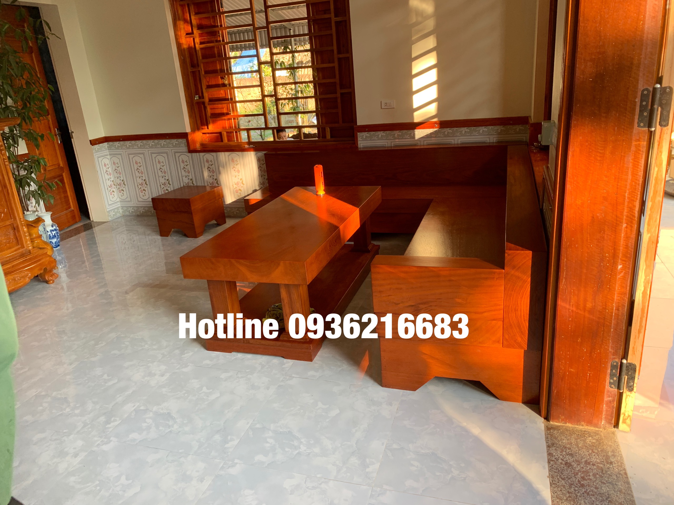 Bộ SoFa góc Chữ L gỗ Gõ đỏ ( A Thạo - Yên Lập, Phú Thọ) 8