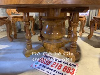 Bàn Tròn Khủng rộng 140cm nguyên tấm gỗ Gõ đỏ 8