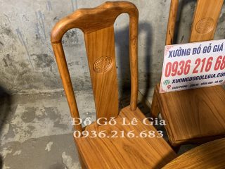 Bộ Bàn Tròn Nguyên Khối 8 ghế chữ thọ gỗ Gõ đỏ 7