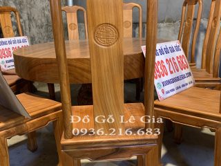 Bộ Bàn Tròn Nguyên Khối 8 ghế chữ thọ gỗ Gõ đỏ 8