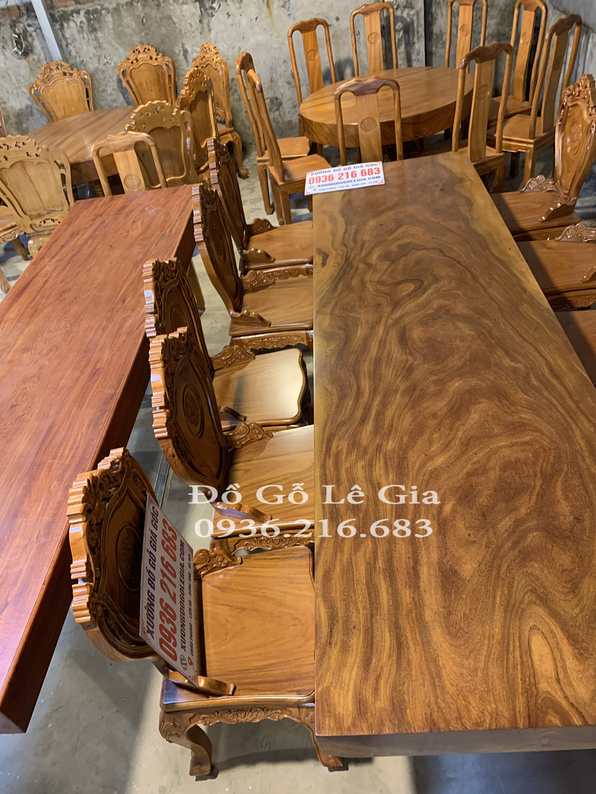 Bộ Bàn ăn nguyên khối bàn dài 280*15*100 ghế Hoàng Gia Bộ Bàn ăn nguyên khối bàn dài 280*15*100 ghế Hoàng Gia 14