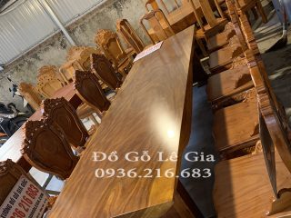 Bộ Bàn ăn nguyên khối bàn dài 280*15*100 ghế Hoàng Gia Bộ Bàn ăn nguyên khối bàn dài 280*15*100 ghế Hoàng Gia 5