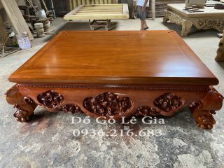 Sập chân quỳ 3 bông gỗ Gụ 4