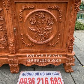 Kệ Louis Hoa Hồng gỗ Hương hàng dày dài 260*50*81 Kệ Louis Hoa Hồng gỗ Hương hàng dày dài 260*50*81 9