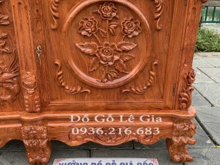 Kệ Louis Hoa Hồng gỗ Hương hàng dày dài 260*50*81 Kệ Louis Hoa Hồng gỗ Hương hàng dày dài 260*50*81 5