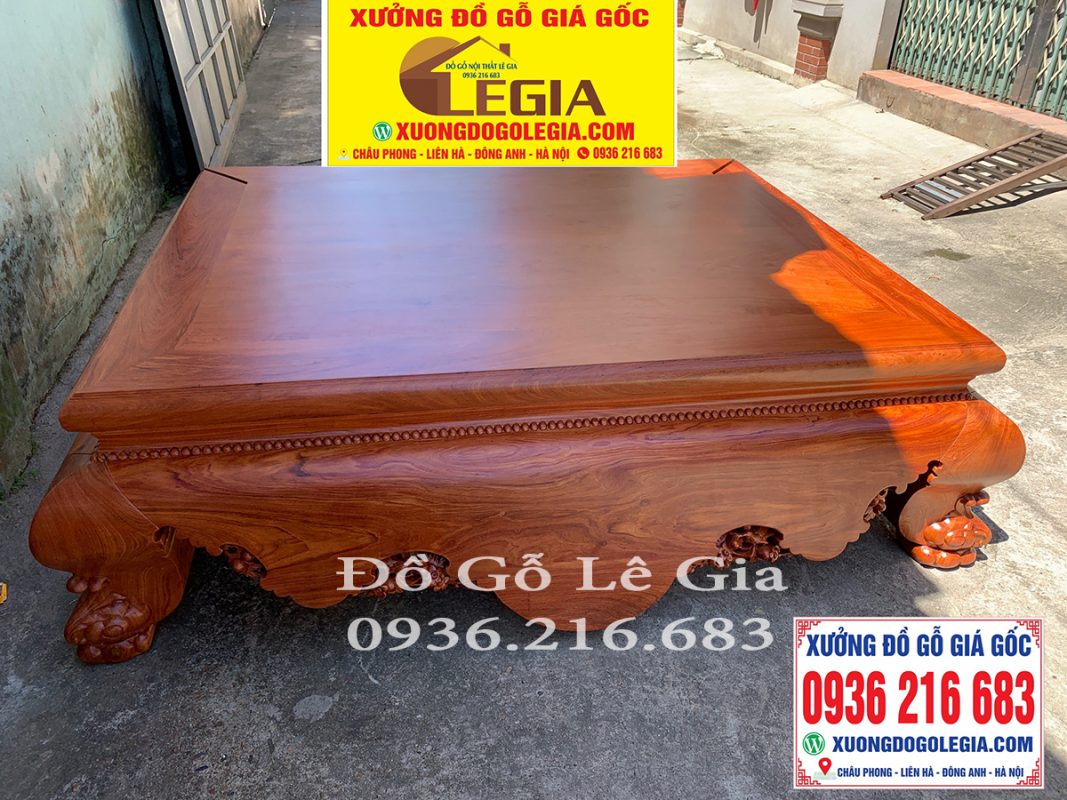 Sập Chân Quỳ Gỗ Hương Đá Kích Thước 160*200 10