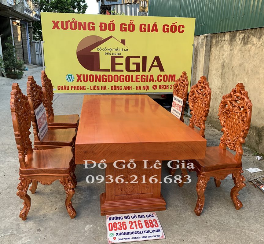 Bộ bàn ăn Nguyên Khối gỗ Gõ đỏ ghế Louis Hoàng Gia Bộ bàn ăn Nguyên Khối gỗ Gõ đỏ ghế Louis Hoàng Gia 11