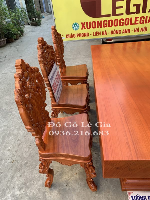 Bộ bàn ăn Nguyên Khối gỗ Gõ đỏ ghế Louis Hoàng Gia Bộ bàn ăn Nguyên Khối gỗ Gõ đỏ ghế Louis Hoàng Gia 12