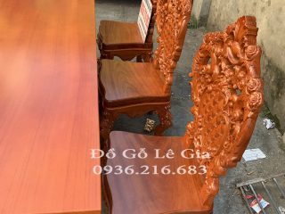 Bộ bàn ăn Nguyên Khối gỗ Gõ đỏ ghế Louis Hoàng Gia Bộ bàn ăn Nguyên Khối gỗ Gõ đỏ ghế Louis Hoàng Gia 7