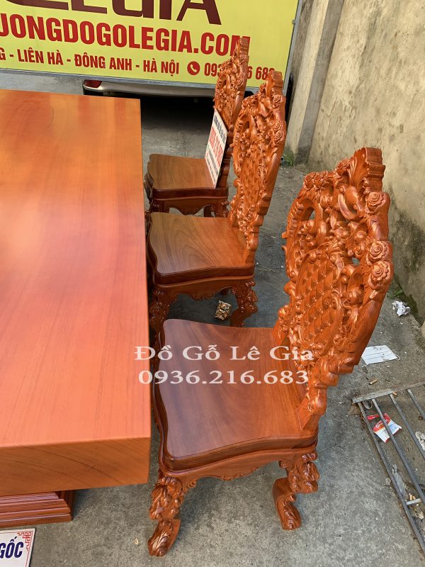Bộ bàn ăn Nguyên Khối gỗ Gõ đỏ ghế Louis Hoàng Gia Bộ bàn ăn Nguyên Khối gỗ Gõ đỏ ghế Louis Hoàng Gia 13