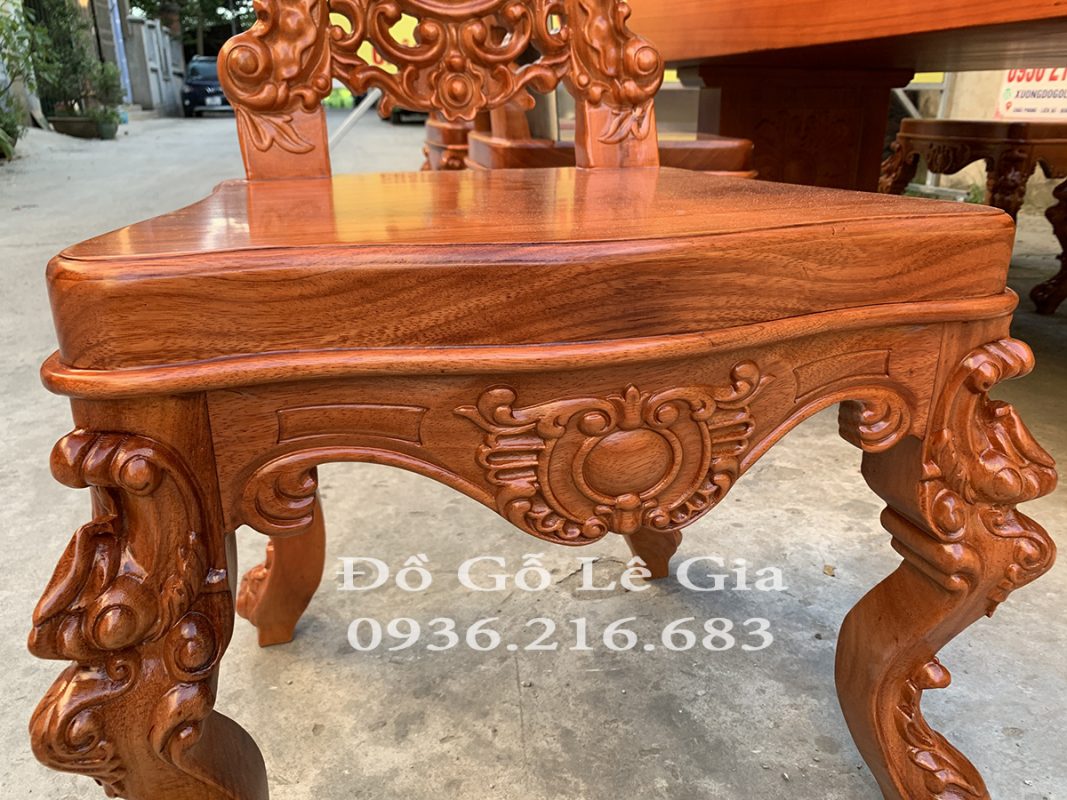 Bộ bàn ăn Nguyên Khối gỗ Gõ đỏ ghế Louis Hoàng Gia Bộ bàn ăn Nguyên Khối gỗ Gõ đỏ ghế Louis Hoàng Gia 18