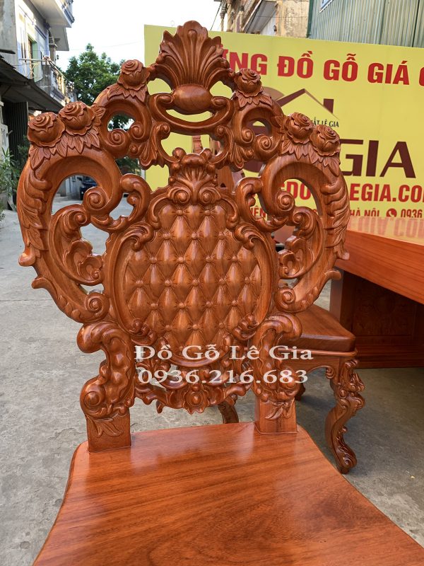 Bộ bàn ăn Nguyên Khối gỗ Gõ đỏ ghế Louis Hoàng Gia Bộ bàn ăn Nguyên Khối gỗ Gõ đỏ ghế Louis Hoàng Gia 17
