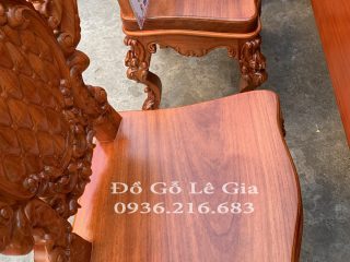 Bộ bàn ăn Nguyên Khối gỗ Gõ đỏ ghế Louis Hoàng Gia Bộ bàn ăn Nguyên Khối gỗ Gõ đỏ ghế Louis Hoàng Gia 9