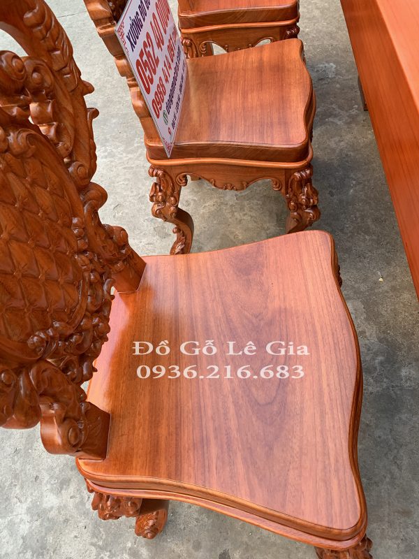 Bộ bàn ăn Nguyên Khối gỗ Gõ đỏ ghế Louis Hoàng Gia Bộ bàn ăn Nguyên Khối gỗ Gõ đỏ ghế Louis Hoàng Gia 15