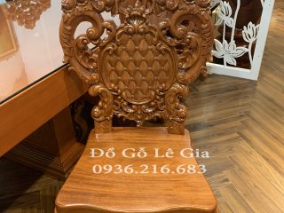 Bộ bàn ăn nguyên khối gỗ Gõ đỏ ( A Thịnh - Hà Nội) 9