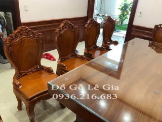 Bộ Bàn Ăn nguyên khối xẻ từ cây 10 ghế gỗ Gõ đỏ ( A Tuấn - Hà Nội) 7