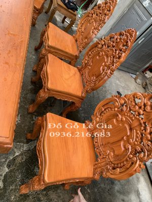 Bộ Bàn Ăn Nguyên Khối Gỗ Gõ đỏ 13