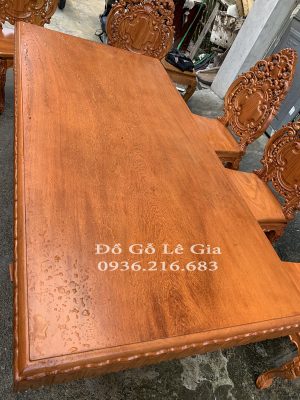 Bộ Bàn Ăn Nguyên Khối Gỗ Gõ đỏ 11