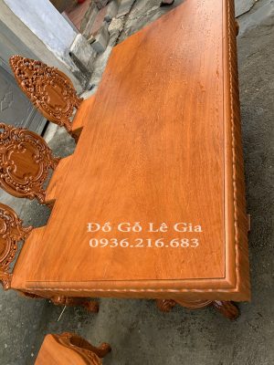 Bộ Bàn Ăn Nguyên Khối Gỗ Gõ đỏ 12
