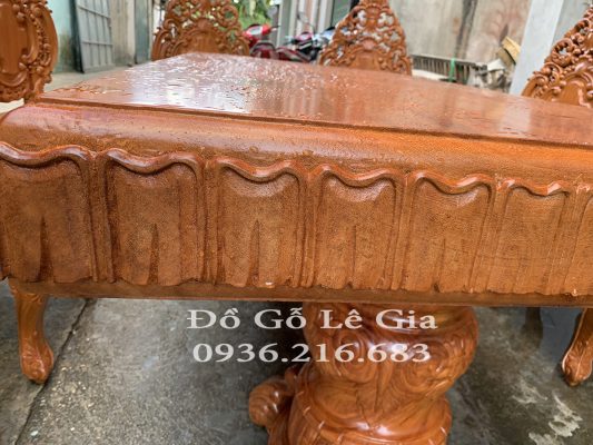 Bộ Bàn Ăn Nguyên Khối Gỗ Gõ đỏ 16