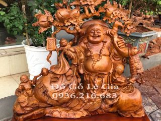 Tượng Di Lặc Kéo Bao Tiền Vác Đào Tượng Di Lặc Kéo Bao Tiền Vác Đào 5