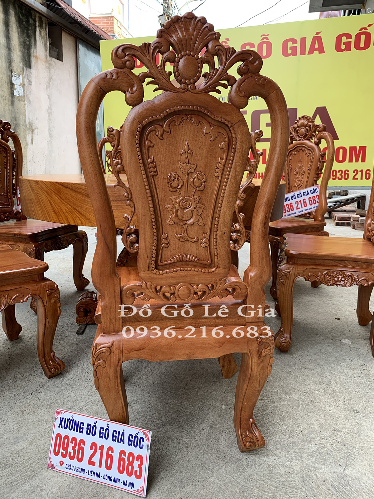 Bộ Bàn Ăn 6 Ghế Louis Hoa Hồng 11