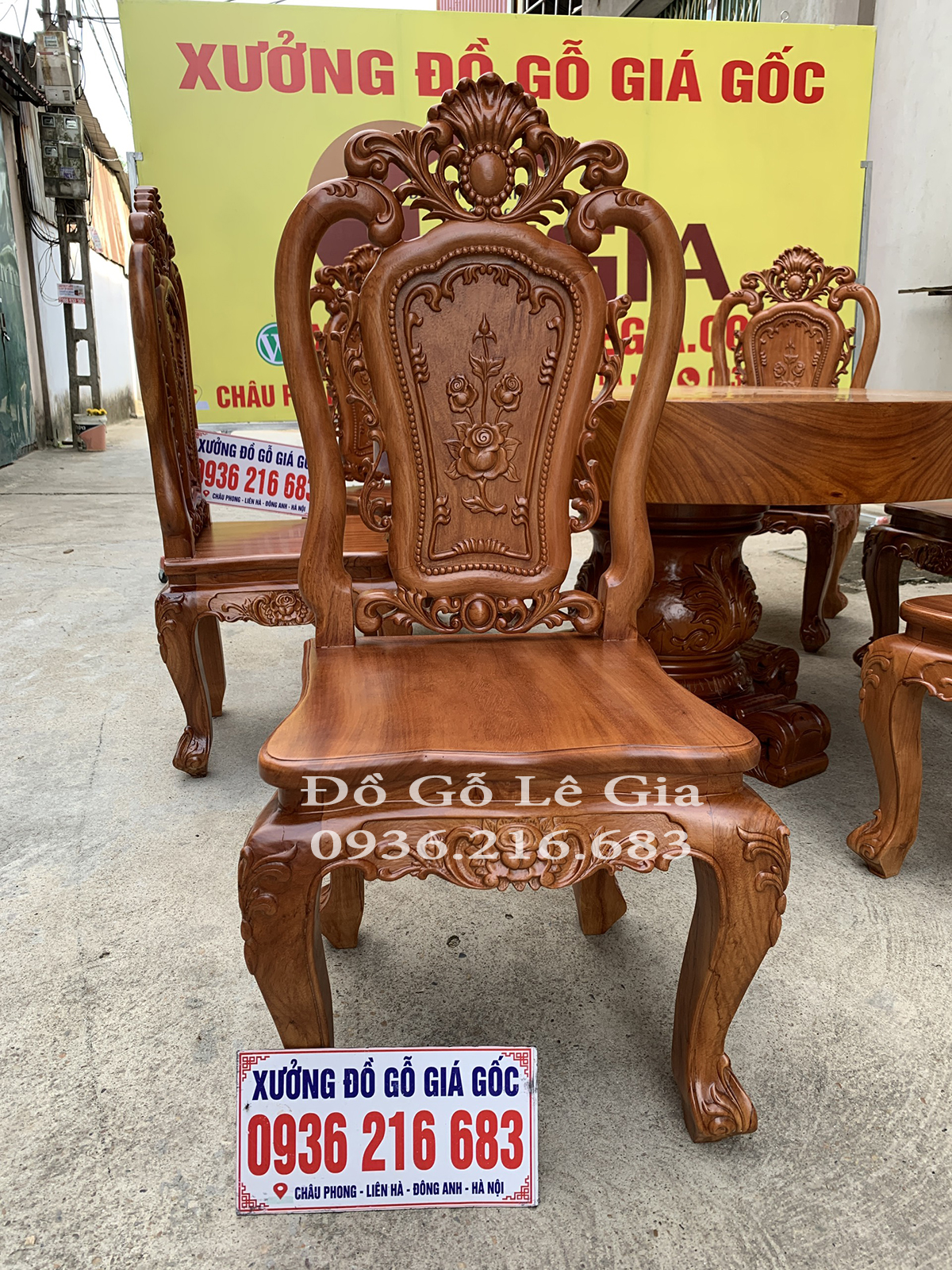 Bộ Bàn Ăn 6 Ghế Louis Hoa Hồng 10