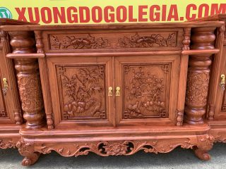 Kệ TiVi cột nho con sóc gỗ Hương đá 6