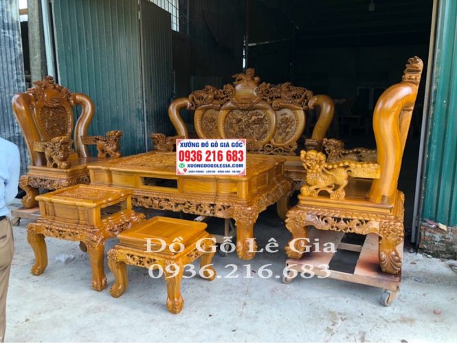 Bộ nghê phượng tay 16 gỗ cẩm vàng đục tay 1