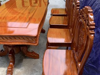 Bàn ăn gỗ Gõ đỏ 8 ghế và 01 bàn 90x180 Bàn ăn gỗ Gõ đỏ 8 ghế và 01 bàn 90x180 7