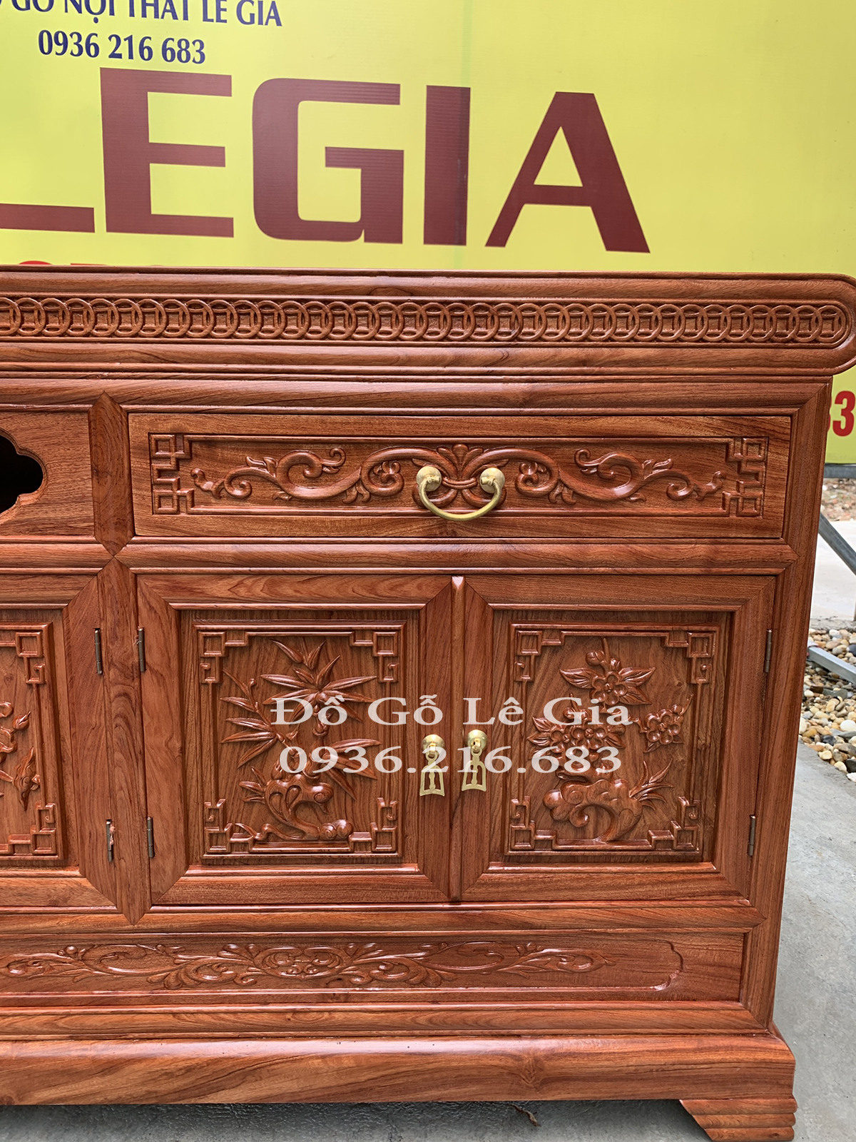 Kệ tivi Mõ đồng tiền gỗ Hương đá ( Chị Linh Đông Anh Hà Nội) 15