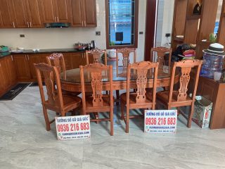 Bộ Bàn Ăn 8 ghế cây đàn bàn ván liền ( Chú Phúc Nghệ An) 8