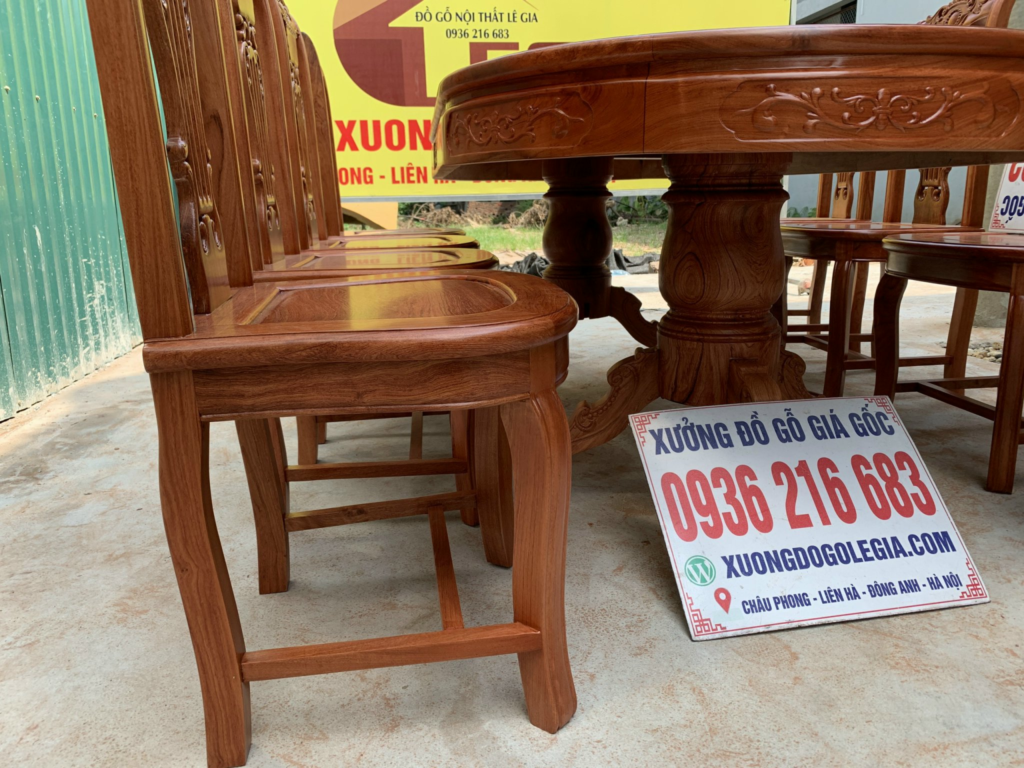 Bộ Bàn Ăn 8 ghế cây đàn bàn ván liền ( Chú Phúc Nghệ An) 23