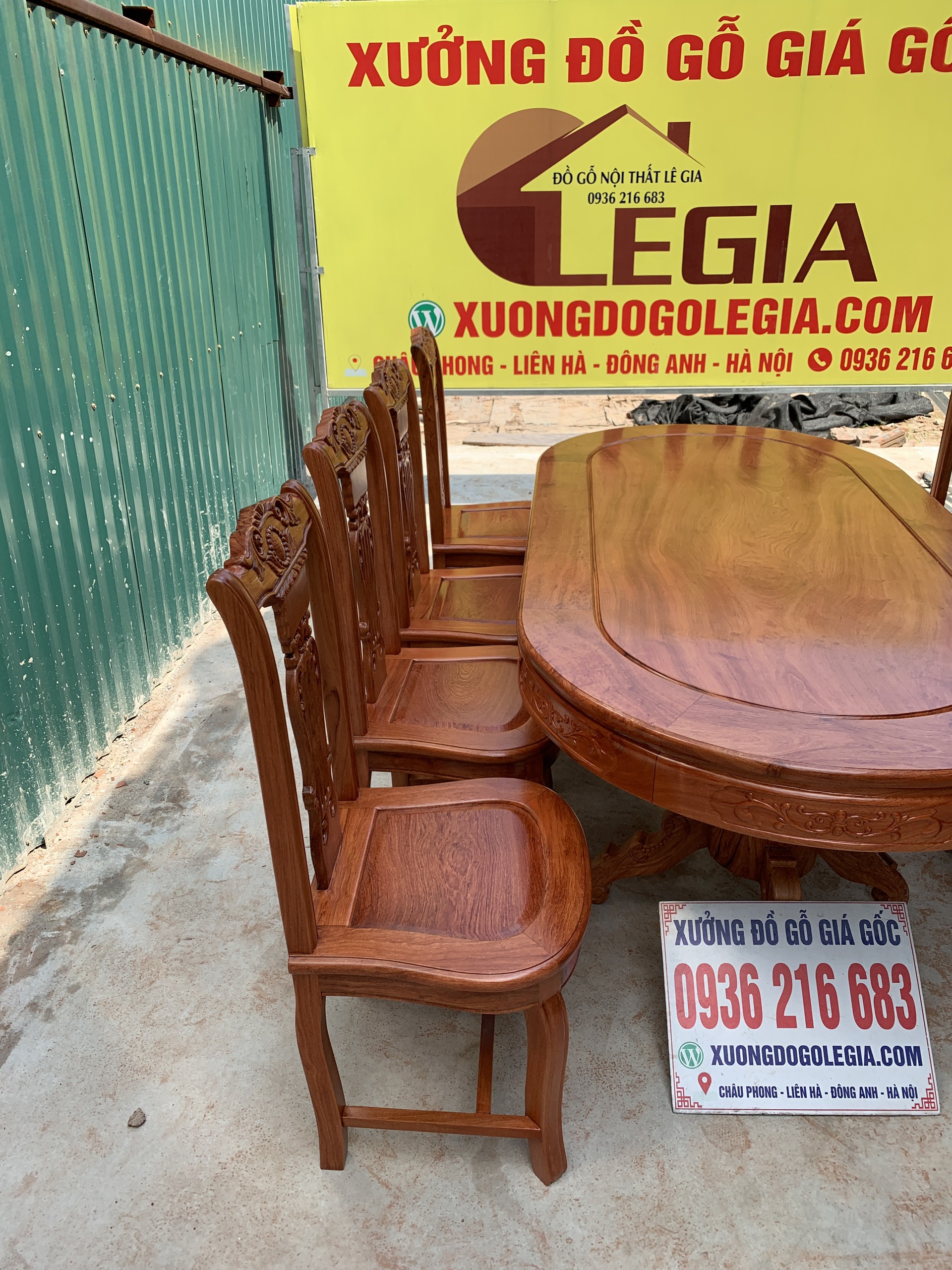 Bộ Bàn Ăn 8 ghế cây đàn bàn ván liền ( Chú Phúc Nghệ An) 16