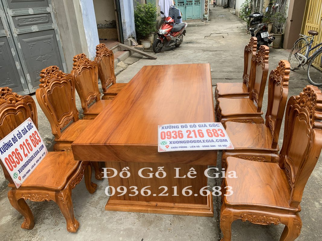 Bộ bàn ăn nguyên khối 8 ghế 1 bàn 14