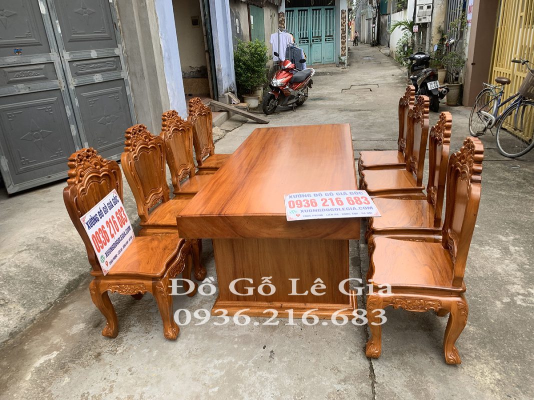 Bộ bàn ăn nguyên khối 8 ghế 1 bàn 16