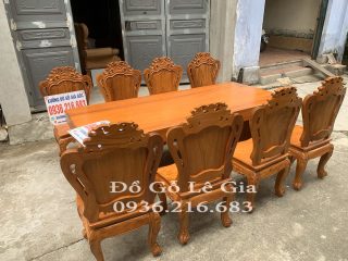 Bộ bàn ăn nguyên khối 8 ghế 1 bàn 9