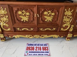 Kệ TiVi dát vàng mẫu Hoa Hồng gỗ Hương (A Mạnh - Lào Cai) Kệ TiVi dát vàng mẫu Hoa Hồng gỗ Hương (A Mạnh - Lào Cai) 12