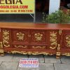 Kệ TiVi dát vàng mẫu Hoa Hồng gỗ Hương (A Mạnh - Lào Cai)