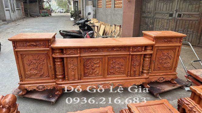 Kệ TiVi Cột Nho gỗ Hương 22