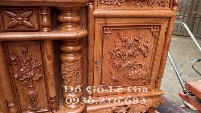 Kệ TiVi Cột Nho gỗ Hương 17