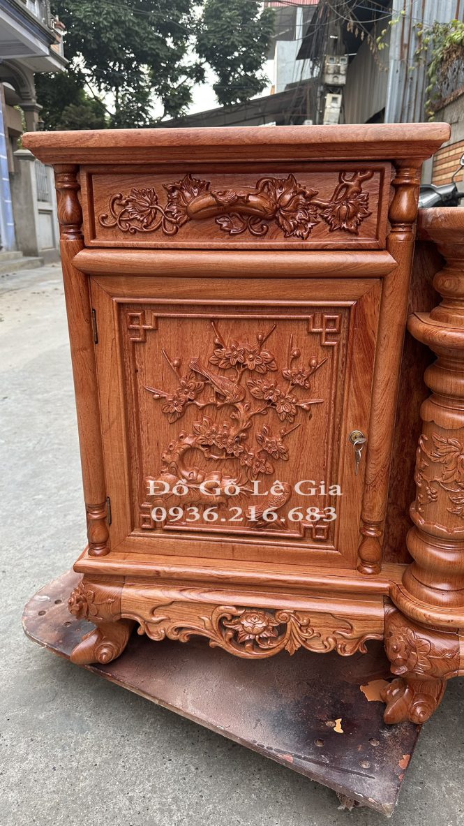 Kệ TiVi Cột Nho gỗ Hương 16