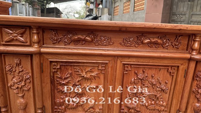 Kệ TiVi Cột Nho gỗ Hương 18