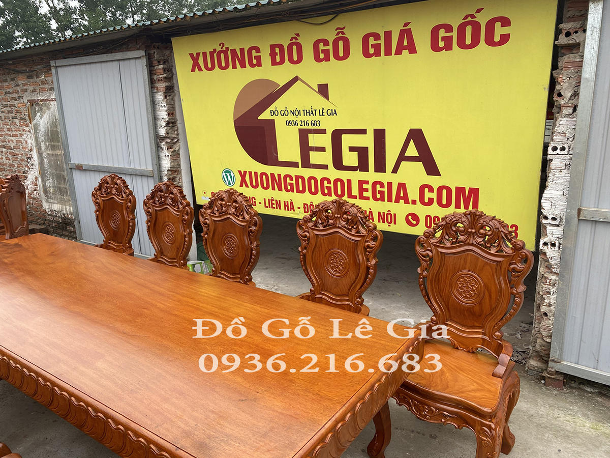 Bộ bàn ăn nguyên khối 10 nghế Louis 280cmx1m gỗ Gõ (A Hiếu - Hải Phòng) Bộ bàn ăn nguyên khối 10 nghế Louis 280cmx1m gỗ Gõ (A Hiếu - Hải Phòng) 19
